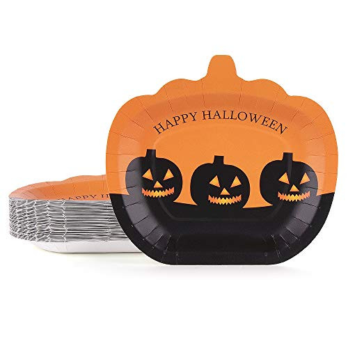 Pansonite 25-Count Halloween Plates Pumpkin Plates Halloween Party Supplies Disposable Paper Plates Tableware for Halloween Party for Appetizer Lunch Dinner and Dessert