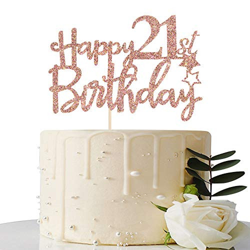 Rose Gold Glitter Happy 21st Birthday Cake Topper - 21 Cake Topper - 21st Birthday Party Supplies - 21st Birthday Party Decorations Rose Gold Glitter Happy 21st Birthday Cake Topper - 21 Cake Topper - 21st Birthday Party Supplies - 21st Birthday Party Decorations