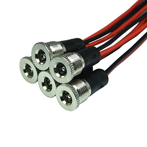 5PCS DC Power Socket Connector with Waterproof Cover CapThreaded Female Panel Mounting Adapter Dc Power Jack 5_5 x 2_5mm with Cable WireIP67