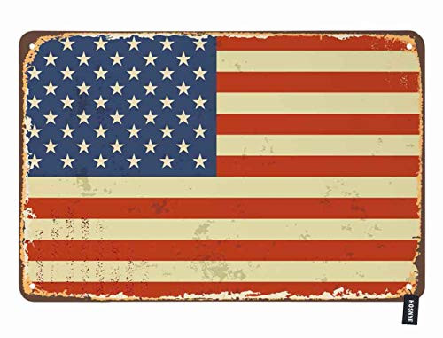 HOSNYE USA Flag Tin Sign America Vintage Star Striped Retro Stain Block Faded Patriotic Vintage Metal Tin Signs for Men Women Wall Art Decor for Home Bars Clubs Cafes 8x12 Inch
