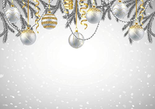 BINQOO 7x5ft Winter Wonderland Party Backdrop for Photography White Christmas Balls Merry Xmas Snowflake Glitter Bokeh Background Sparkle Baby Shower Kids Birthday Portrait Banner Photo Booth Studio