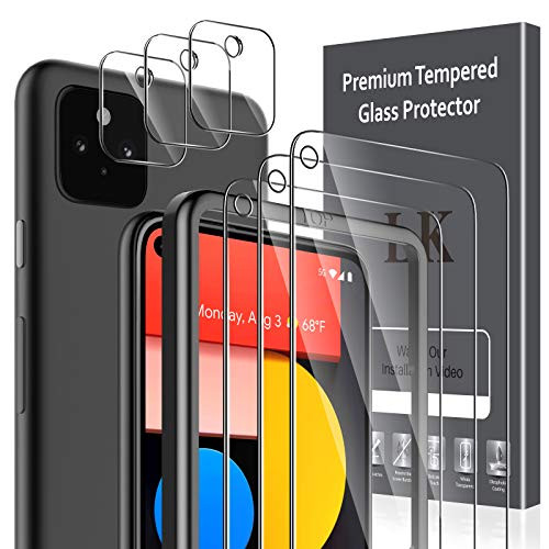 6 Pack LK 3 Pack Screen Protector  3 Pack Camera Lens Protector Compatible with Google Pixel 5 Tempered Glass Easy Frame Installation HD Ultra-Thin