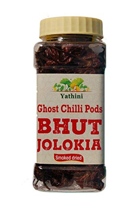 Yathini Smoked dried Whole Bhut Jolokia Chilli Pods 57gram2oz  Ghost Chili  Hottest Chili Pepper  Origin Assam India Yathini Smoked dried Whole Bhut Jolokia Chilli Pods 57gram2oz  Ghost Chili  Hottest Chili Pepper  Origin Assam India