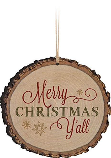 P_ Graham Dunn Merry Christmas Yall Snowflakes Rustic Bark Look Wood Christmas Ornament P_ Graham Dunn Merry Christmas Yall Snowflakes Rustic Bark Look Wood Christmas Ornament