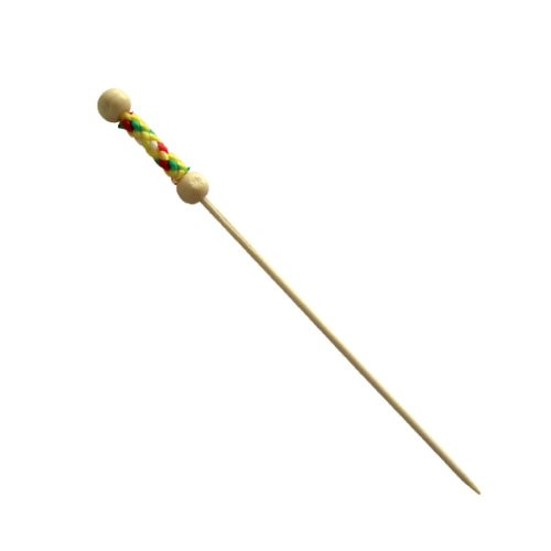 FUJI Bamboo Pick with Natural Beads and Red Design Case of 100 PacknWood - Biodegradable Wood Skewer Sticks for Appetizers Drinks 4_4 PK209BBFUJI