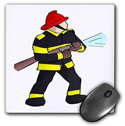 3dRose LLC 8 x 8 x 0_25 Inches Mouse Pad Fireman in Gear with Firehose mp-44807-1