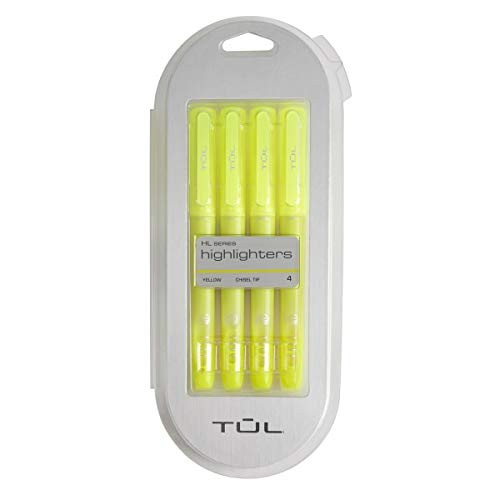 TUL Highlighter Chisel Tip Fluorescent Yellow Pack of 4 Highlighters