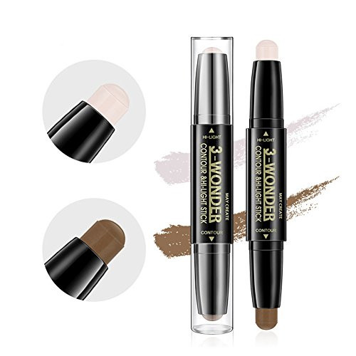 Scala 2Pcs Professional Comestic Double-ended 2 Colors Highlight Contour Stick Pencil 3D Face Concealer Pen Perfect Concealing Blemish Makeup Face Foundation 2Pcs