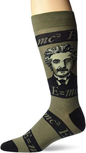 K_ Bell Mens Classics Novelty Crew Socks Einstein Green Shoe Size 6-12