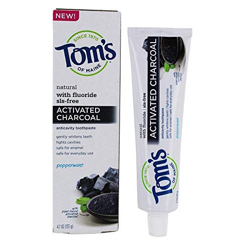 Natural SLS-Free Anticavity Activated Charcoal Toothpaste with Fluoride Peppermint - 4_7 oz_