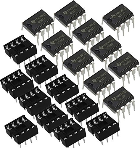 Texas Instruments NE555P with SOCKETS Single Precision Timer NE555N NE555 Single Bipolar DIP8 Pack of 12