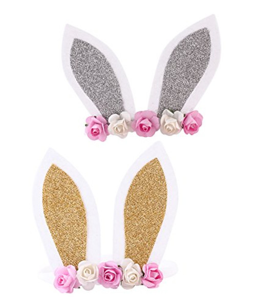 Baby Easter Bunny Headband with Flower Glitter Rabbit Ears for Easter Gift JHE06 Set D Baby Easter Bunny Headband with Flower Glitter Rabbit Ears for Easter Gift JHE06 Set D