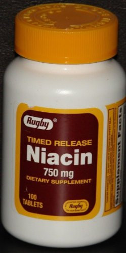 Niacin 750 mg Timed Release 100 Tablets Watson Rugby