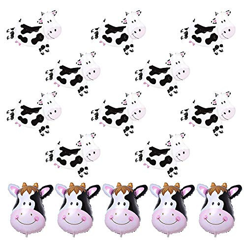 15 Pcs Animal Head Balloons Cow Print Balloons Farm Animal Cow Theme Birthday Party Supplies For Cow Party Decorations Baby Shower Happy Birthday Party Decorations Supplies Kids Gifts COW