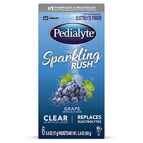 Pedialyte Sparkling Rush Electrolyte Powder Grape Sparkling Electrolyte Hydration Drink 0_6 oz Powder Pack 6 Count