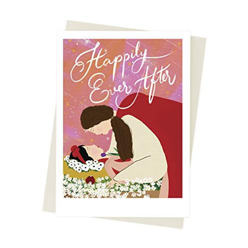 LGBT Lesbian Love Cards Art Romantic Cards with Envelopes - Card for her for wife Valentine Christmas Birthday Anniversary Wedding 5 x 6 Happily Ever After - One Piece