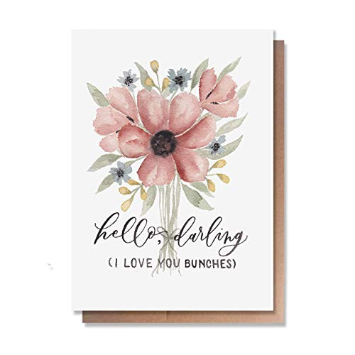 Wunderkid Hello Darling I Love You Bunches Love Card for Her Individual Blank inside