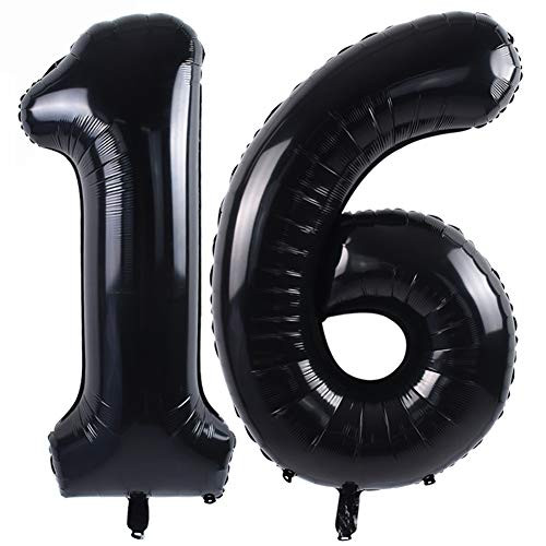 40 Inch Black Large Numbers Balloon Birthday Party Decorations Foil Mylar Big Number Balloon Digital 16 for 16th Birthday 16th Anniversary Graduation Ceremony Photo Shoot 40 Inch Black Large Numbers Balloon Birthday Party Decorations Foil Mylar Big Number Balloon Digital 16 for 16th Birthday 16th Anniversary Graduation Ceremony Photo Shoot