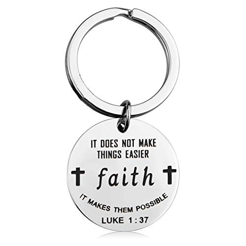 KUIYAI Bible Verse Keychain Luke 137 Religious Faith Keychain Inspirational Christian Gift Keychain