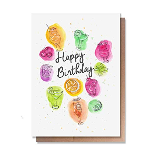 Wunderkid Birthday Cocktails Card Individual Blank inside