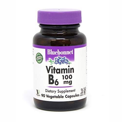 Bluebonnet Nutrition Vitamin B6 Vegetable Capsules 100 mg for Cardiovascular and Nervous System Health Soy Free Gluten Free Kosher Dairy Free Vegan Non-GMO 90 Vegetable Capsules 90 Servings Bluebonnet Nutrition Vitamin B6 Vegetable Capsules 100 mg for Cardiovascular and Nervous System Health Soy Free Gluten Free Kosher Dairy Free Vegan Non-GMO 90 Vegetable Capsules 90 Servings