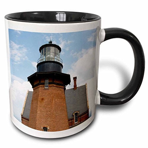 3dRose Usa Rhode Block Island Mohegan Bluffs Southeast Lighthouse Two Tone Mug 11 oz Black