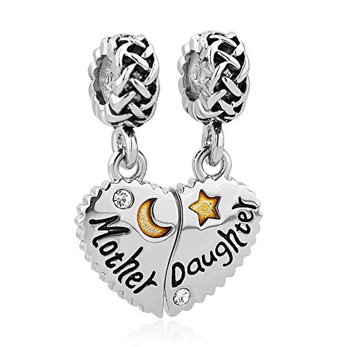 CharmSStory Mother Mom Daughter Heart Love Dangle Charm Beads for Snake Chain Bracelet Style 2 CharmSStory Mother Mom Daughter Heart Love Dangle Charm Beads for Snake Chain Bracelet Style 2