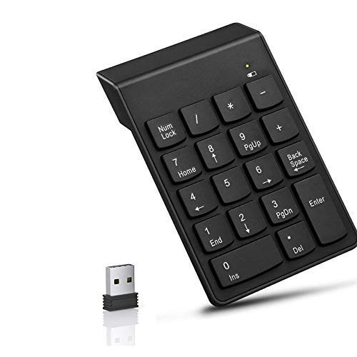 Number Pad Wireless 18 Key Numeric Keypads Numpad 2_4GHz Mini USB Receiver Portable Silent Financial Accounting Wireless Numeric Keyboard Extensions for Laptop Desktop Surface pro NotebookPC