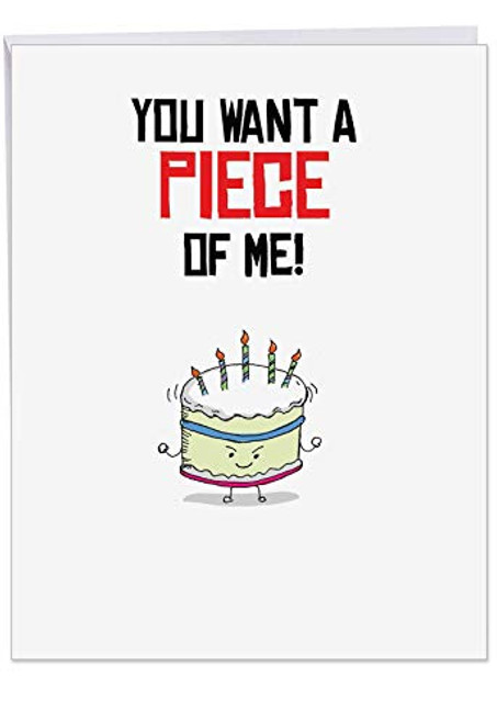 Birthday Puns F - Funny Happy Birthday Greeting Card with Envelope Extra Large 8_5 x 11 Inch - Cute and Humorous Bday Cake Themed Notecard - Witty Gift Stationery Notecard J6119FBDG