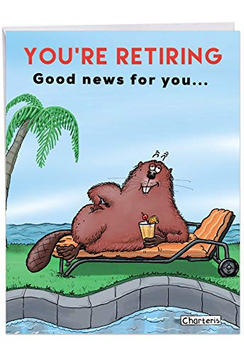 NobleWorks - Dam Shame - Cute Beaver Retirement Card for Coworker Employee Teacher - Group Notecard with Envelope 8_5 x 11 Inch J7267RTG-US