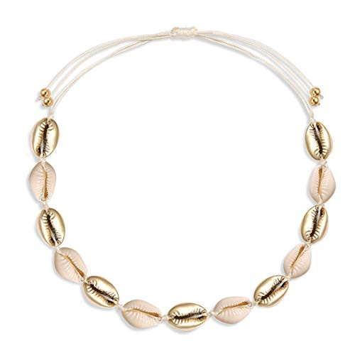 MOLOCH Natural Shell Necklaces Boho Handmade Cowrie Shell Choker Necklace Adjustable Beach Conch Jewelry for Women Girls Metal Buckle-White Gold MOLOCH Natural Shell Necklaces Boho Handmade Cowrie Shell Choker Necklace Adjustable Beach Conch Jewelry for Women Girls Metal Buckle-White Gold
