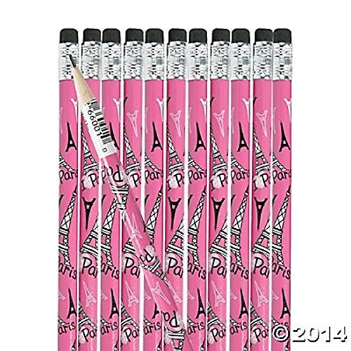 Fun Express Pink I Love Paris Pencils 48 Count  Childrens School Supplies   Party Favors