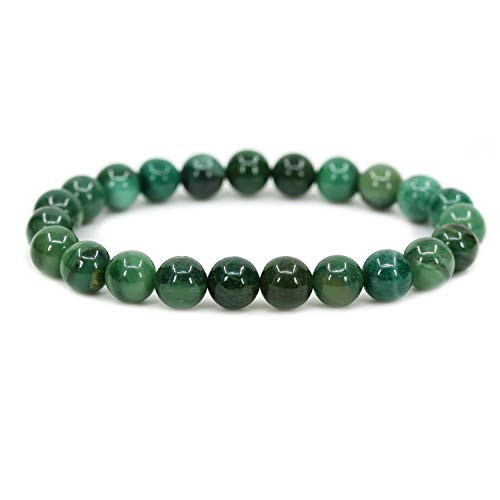 Natural African Serpentine Gemstone 8mm Round Beads Stretch Bracelet 7 Inch