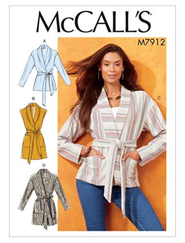 McCall Pattern Womens Loose Fit Belted Jacket Sizes 4-14 Sewing Pattern