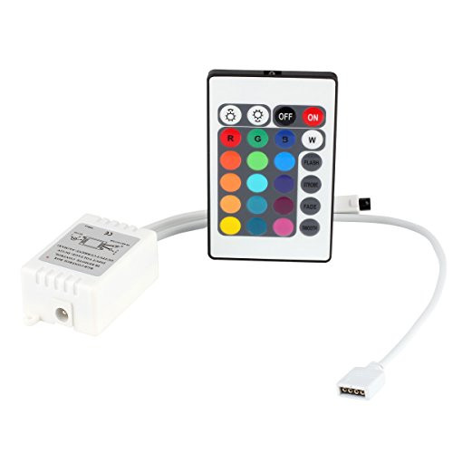 EPBOWPTDC 12V 24-Key LED Strip IR Remote Controller with Controller Box for 3528 5050 SMD RGB LED Strip Lights