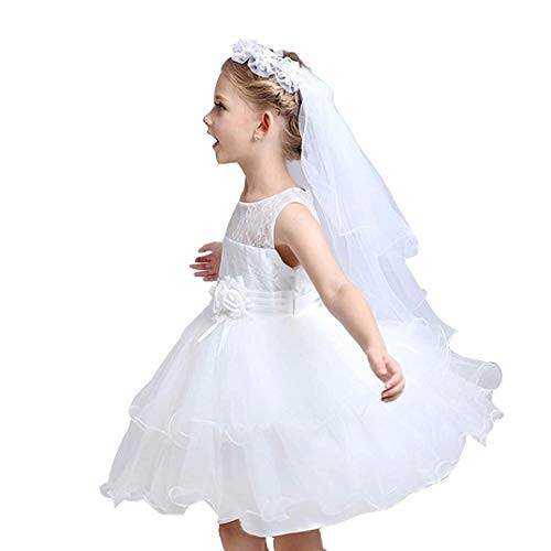 Flower Girls Veils Girls Veil Girls White Pearl Center Floral Crown First Holy Communion Veils for Girl