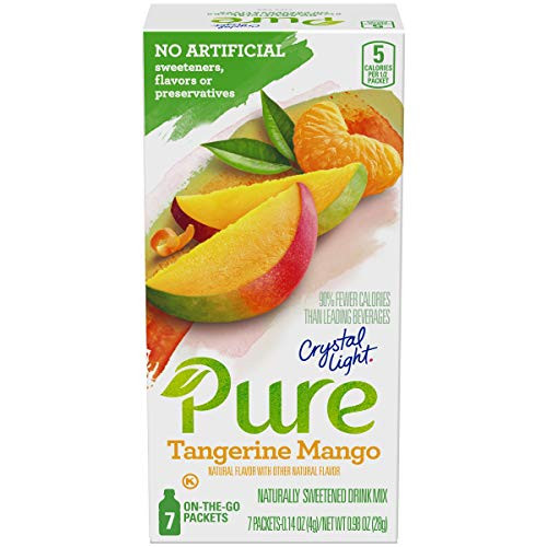Crystal Light Pure Tangerine Mango Drink Mix 7 On-the-Go Packets