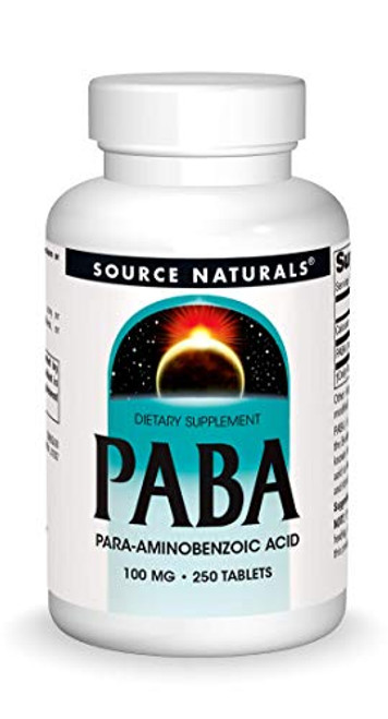 Source Naturals PABA - Para-Amino Benzoic Acid 100 mg Dietary Supplement - 250 Tablets Source Naturals PABA - Para-Amino Benzoic Acid 100 mg Dietary Supplement - 250 Tablets