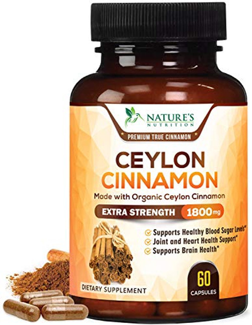 Certified Organic Ceylon Cinnamon Made with Organic Ceylon Cinnamon 1800mg - Organic Sri Lanka Ceylon Cinnamon Powder Caps - Made in USA - Best Vegan Blood Sugar Support Supplement - 60 Capsules Certified Organic Ceylon Cinnamon Made with Organic Ceylon Cinnamon 1800mg - Organic Sri Lanka Ceylon Cinnamon Powder Caps - Made in USA - Best Vegan Blood Sugar Support Supplement - 60 Capsules