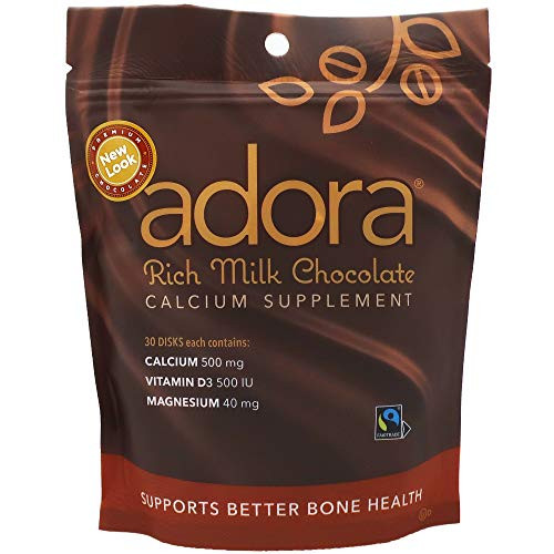Adora 500 mg Calcium Supplement Disk Organic Milk Chocolate 30 Count
