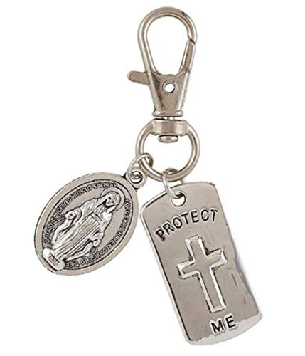 Saint Benedict Silver Toned Keychain Medal and I am a Catholic Call a Priest Protect Ne Tag 2 12