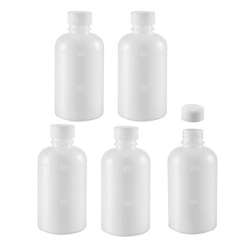 uxcell Plastic Lab Chemical Reagent Bottle 100ml3_4oz Small Mouth Sample Sealing Liquid Storage Container 5pcs