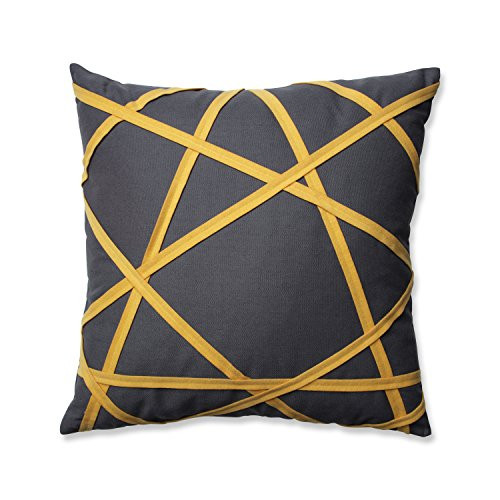 Pillow Perfect 605098 Carlyle Grey/Yellow 16.5-inch Throw Pillow
