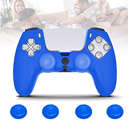 PS5 Controller Grip Skin Anti-Slip Silicone Covers Case with 2Pcs Joystick Silicone Cap Cases Dustproof Durable Controller Protector Case for Sony PS5 PlayStation 5 Controller Skin with 2 Thumb Grips