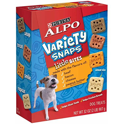 ALPO Variety Snaps Little Bites Dog Treats with Beef Bacon Cheese Peanut Butter Flavors 32 oz_ Box ALPO Variety Snaps Little Bites Dog Treats with Beef Bacon Cheese Peanut Butter Flavors 32 oz_ Box
