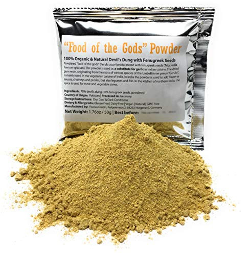 Food of the Gods Asafetida Powder Asafoetida  Hing - 100 Organic   Natural Devils Dung with Fenugreek Seeds - Net Weight 1_76 Ounces  50 Gram