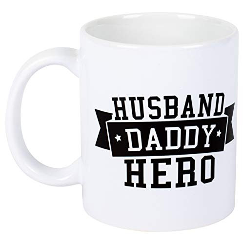Husband Daddy Hero Black Block 11 Ounce Ceramic Stoneware Novelty Coffee Mug