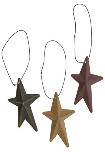The Bridge Collection Rustic Metal Barn Star Ornaments Set of 3 Assorted