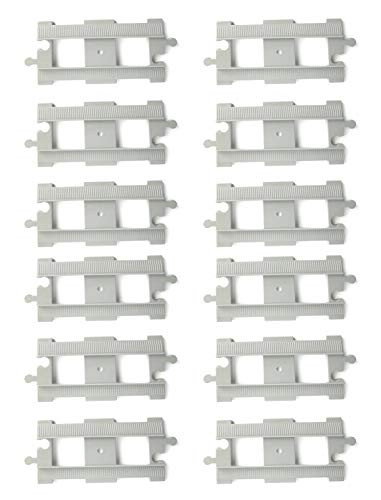 Aliris 12 Straight Tracks - Light Grey - Accessories Compatible with Leading Brand Train Tracks Building Bricks