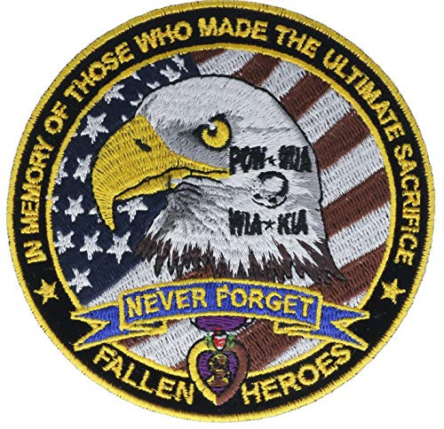 Fallen Heroes Never Forget 4 inch Biker Back Patch IVAN4808k